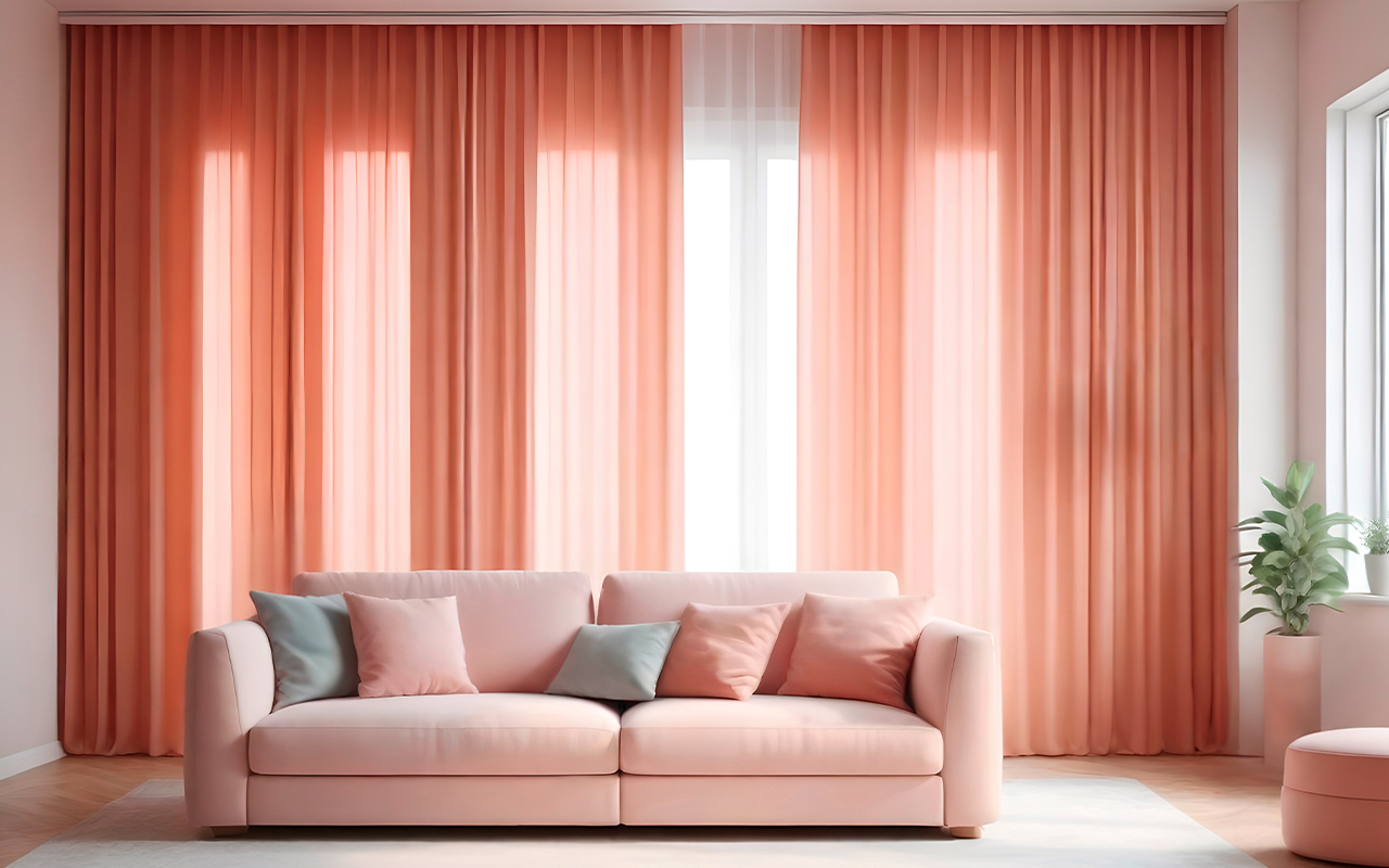 Sala integrada com cortinas discretas